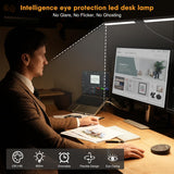 Led Desk Lamp for Office Home - Eye Caring Architect lamp with Clamp,Dual Screen Computer Monitor Gooseneck Smart Light: 24W 5 Color Flexible Adjustable Lighting Table Lamp for Study Drafting Pzloz
