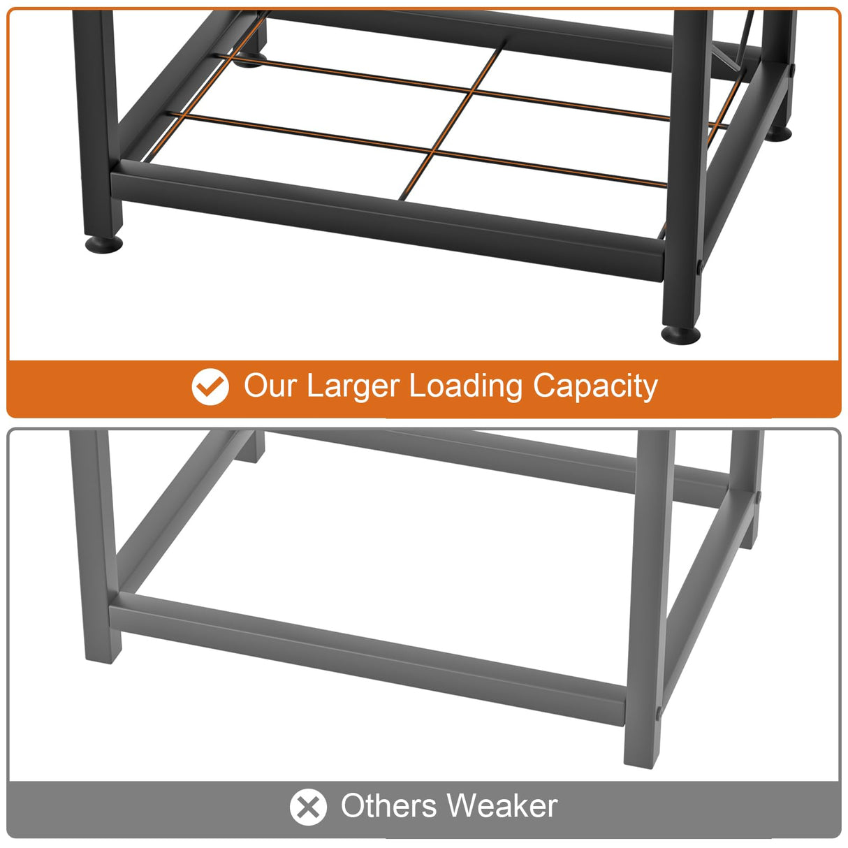 VyGrow Firewood Rack for Indoor, 2-Tier Firewood Holder with 3 Hanging Hooks, Heavy Duty Wood Rack for Outdoor Patio, Black, 11.8" D x 15.7" W x 31.9" H VyGrow