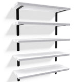 RICHER HOUSE Floating Wall Shelves, Rustic Wood Bathroom Shelves Set of 5, Farmhouse Style Shelf for Décor, Hanging Bedroom, Storage, Kitchen, Living Room - White RICHER HOUSE