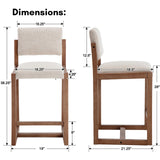 LukeAlon Linen Counter Stools Set of 4, Farmhouse Upholstered 26" Seat Height Counter Height Bar Stools with Wood Legs Open Back for Home Pub Kitchen, Beige LukeAlon