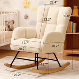 COMHOMA Nursery Rocking Chair, Teddy Upholstered Glider with Side Pockets, Accent Chair with High Backrest Reading Chair for Adult, Nursery, Bedroom, Living Room,Offices(Beige) COMHOMA