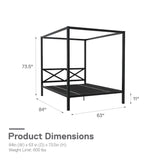 DHP Remna Metal Canopy Platform Bed Frame with Headboard, Queen. Black DHP