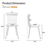 White Dining Chairs Set of 2 Windsor Chairs Farmhouse Spindle Back Wood Dining Room Chair Mid-Century Modern Armless Kitchen Side Chairs for Dining Room, Dinner, Restaurant, Sillas de Comedor RêveLife