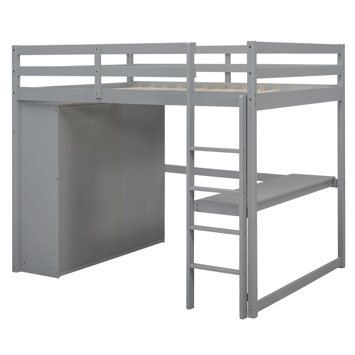 Harper & Bright Designs Full Size Grey Loft Bed with Wardrobe, Desk, and Storage Solutions Harper & Bright Designs