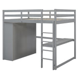 Harper & Bright Designs Full Size Grey Loft Bed with Wardrobe, Desk, and Storage Solutions Harper & Bright Designs