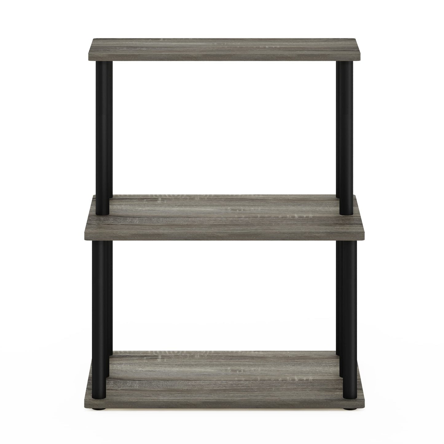 Furinno Turn-N-Tube 3-Tier Toolless Multipurpose Printer Stand Display Storage Shelf, French Oak Grey/Black