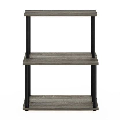 Furinno Turn-N-Tube 3-Tier Toolless Multipurpose Printer Stand Display Storage Shelf, French Oak Grey/Black