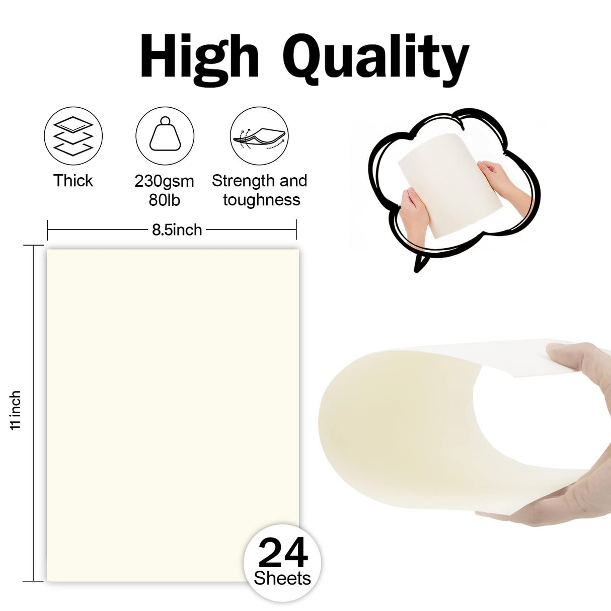 24 Sheets Cream Cardstock 8.5 x 11 Off White Paper, Goefun Ivory Card Stock Printer Paper for Cards Making, Office Printing, Certificate Goefun