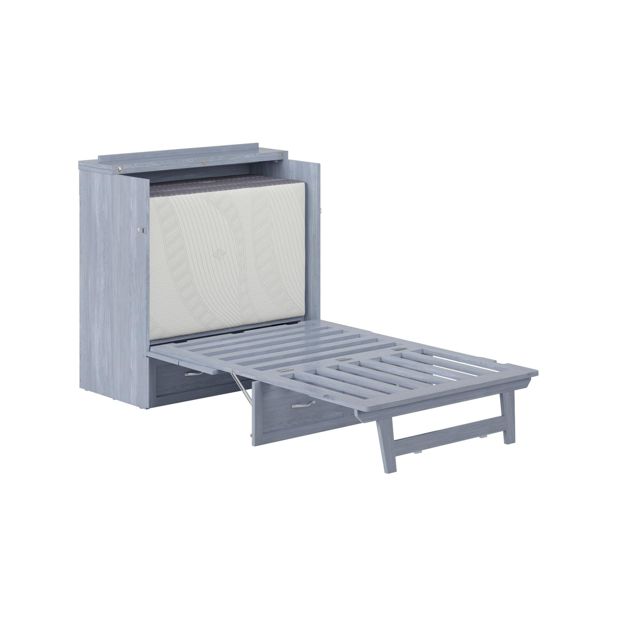 AFI, Northfield Murphy Bed Chest Twin XL with 6" Mattress, Storage Drawer & Built-in USB Charger, Driftwood AFI