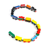 Wondertoys 16 Piece Magnetic Wooden Train Set for Toddlers - Includes Storage Bag and Track Accessories Wondertoys