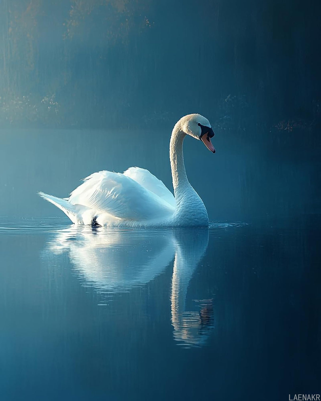 LAENAKR DIY Paint by Numbers for Adults Beginner, Swan Glides Across Still Blue Lake, Paint by Numbers Kit Painting by Numbers for Adults, 16" x 20" LAENAKR