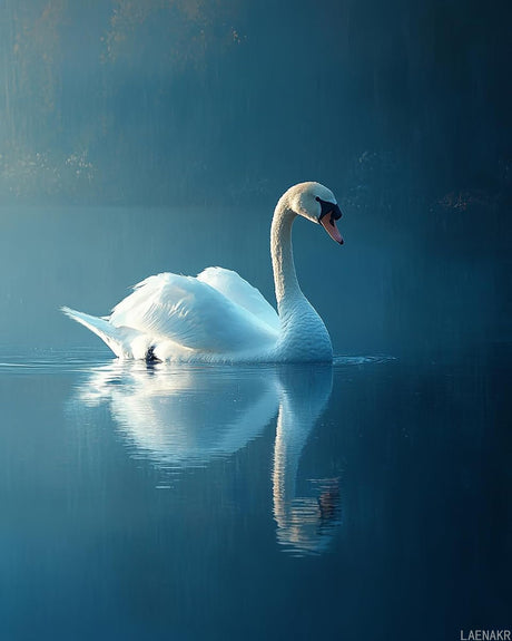 LAENAKR DIY Paint by Numbers for Adults Beginner, Swan Glides Across Still Blue Lake, Paint by Numbers Kit Painting by Numbers for Adults, 16" x 20" LAENAKR