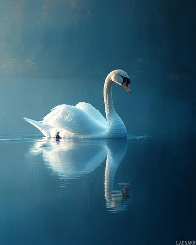 LAENAKR DIY Paint by Numbers for Adults Beginner, Swan Glides Across Still Blue Lake, Paint by Numbers Kit Painting by Numbers for Adults, 16" x 20"