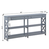 Convenience Concepts Oxford 2-Drawer Console Table with Shelves, 60", Gray Convenience Concepts