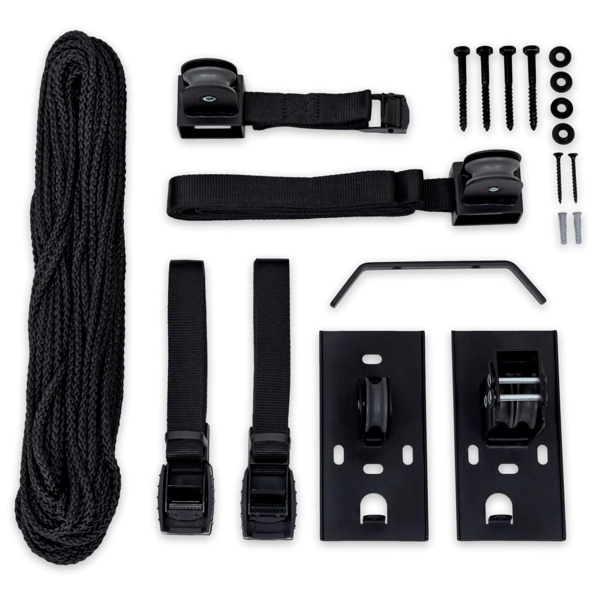 StoreYourBoard Ladder Storage Ceiling Pulley System, Garage Mount Hoist, Heavy Duty Hanging Organizer Holds 150 lbs StoreYourBoard