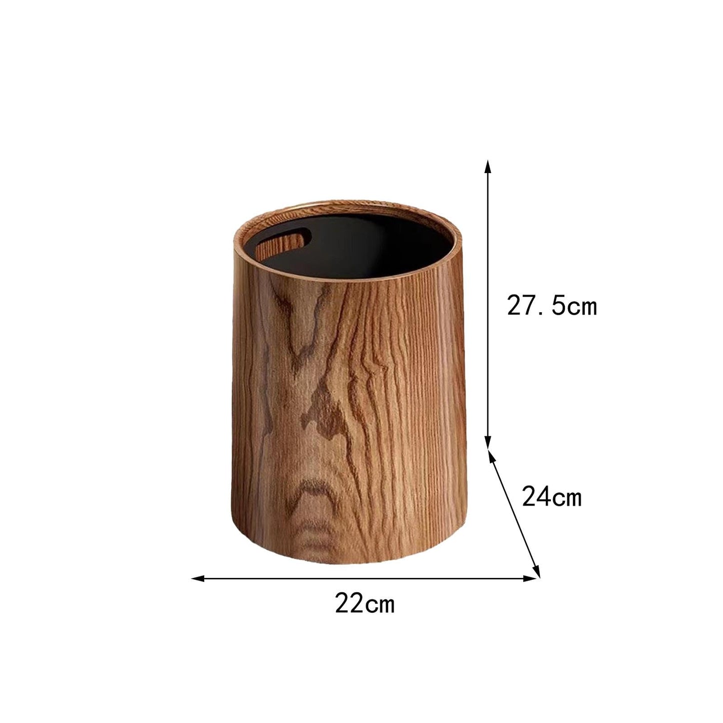 ＫＬＫＣＭＳ Wood Grain Trash Can Garbage Bin Large Capacity Fashion Waste Basket Toilet Paper Basket for Bedroom Bathroom Laundry Kitchen, 12L - WoodArtSupply