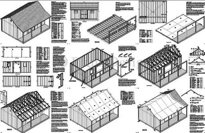 16' x 20' Guest House / Garden Storage Shed with Porch Plans - Design #P81620 - WoodArtSupply