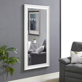 Classy Full Length White Wood Mirror – Standing or Wall Mounted | Rust-Resistant Coating | Ideal Full Body Dressing Mirror for Bedroom, Living Room, Beach Décor – Durable, Shatterproof Design Naomi Home