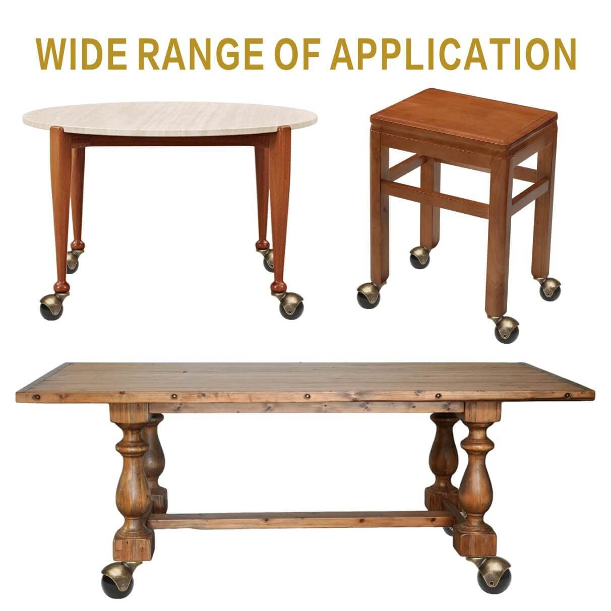 JGJC 2 inch Swivel Stem Ball Caster Wheels, Antique Furniture Casters Set of 4 with Socket, Solid Brass Casters with Stem (5/16" x 1-1/2"), Vintage Caster Wheels for Furniture, Table, Cabinet JGJC