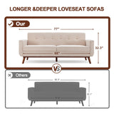 Eiayeebil 77" W Loveseat Sofa Chenille Couch for Living Room,Small Sofa 2 Seater Office Couch for Small Spaces Mid Century Modern, Easy to Install,Beige Eiayeebil