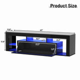 chartustriable 63" Floating High Gloss LED TV Stand for 75" TVs, Wall-Mounted Entertainment Center, Modern Media Console with Open Adjustable Glass Shelf and Hidden Storage Cabinet, Black chartustriable