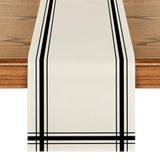 Artoid Mode Black Simple French Stripe Table Runner, Seasonal Spring Summer Kitchen Dining Table Decoration for Home Party Decor 13x72 Inch Artoid Mode