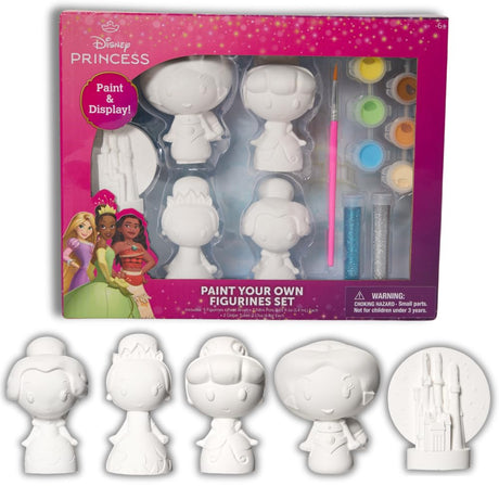 Innovative Designs Disney Princess DIY Paint Your Own Figurines Arts and Crafts Set for Girls, Paint, Paint Brush, and Glitter – Cinderella, Belle, Tiana, Jasmine, and Princess Castle Innovative Designs