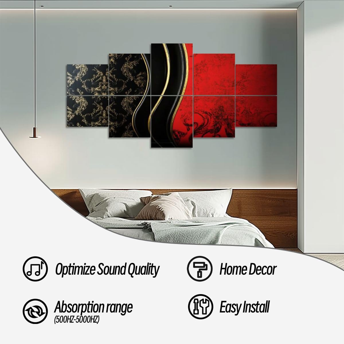 10 Pack Acoustic Panels Red black Luxury Acoustical Soundproof Wall Panels Sound Absorbing Panel Reduce Room Echo Reverberation Acoustic Treatment AT5ZR4PD