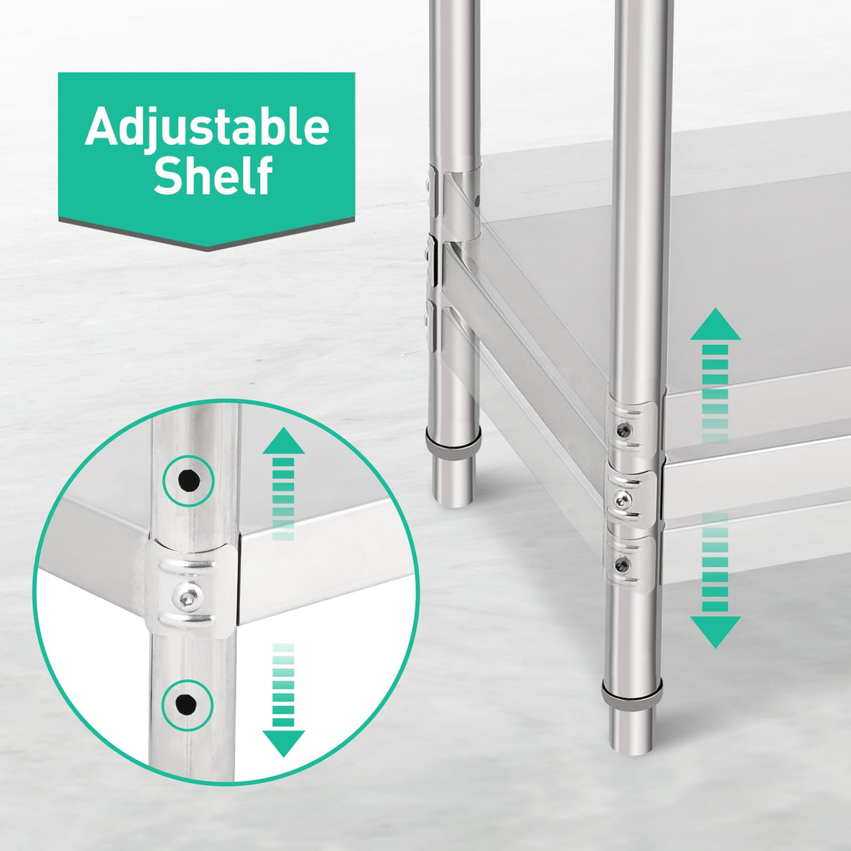 ACONEE Food Prep Stainless Steel Table, Stainless Steel Worktable 72x30x35 Inch, Heavy Duty Metal Table Cart Worktable with Undershelf, Commercial Workstation for Kitchen Restaurant Garage, Silver ACONEE