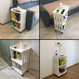 Rolling Storage Utility Cart Slim Organizer Shelf with Wheels 3 Tier Narrow Places Mobile Shelving Unit Tower Rack for Kitchen Bathroom Laundry Room Home Office Bedroom Living Room Washroom, White TENBOAT