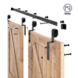 SMARTSTANDARD 6 Feet Bypass Sliding Barn Door Hardware Kit - for Double Wooden Doors-Single Track - Smoothly & Quietly - Easy to Install-Fit 60" Opening SMARTSTANDARD