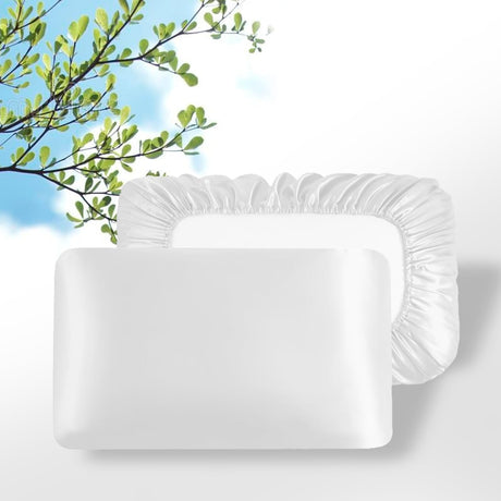 Silk Satin Pillowcases for Hair and Skin. Decorative Luxurious Travel Elastic Band Satin Pillowcase. No Zipper, Folded Soft Blank Pillow Covers. Perfect for Travel and DIY Sublimation -White TornadoZ