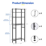 samstar 4 Tier Over The Toilet Storage Rack, Bathroom Organizer Shelves Cabinet Above Toilet, with Adjustable Height Freestanding Shelf Space Saver, Black samstar