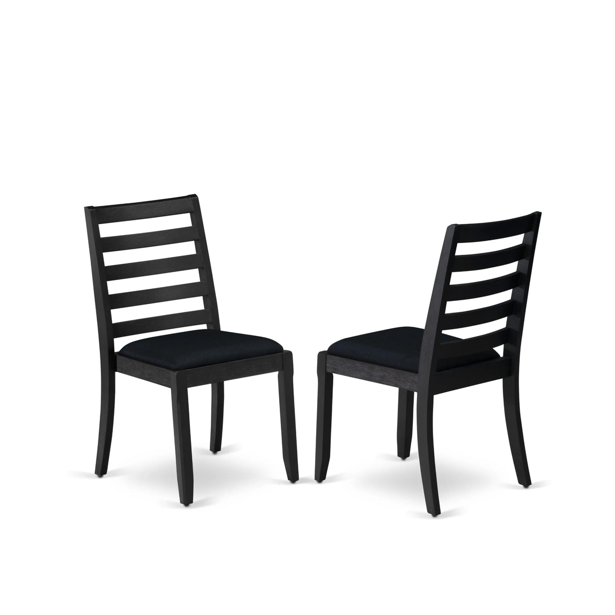 East West Furniture LGX19-BLK-24 -9 Piece Dining Set Includes a Rectangular Kitchen Table with Black Tabletop and 8 Stackable Polyester Fabric Chairs, Black East West Furniture