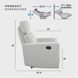 Lexicon Recliner Chair Living Room Reclining Sofa Chair, Home Theater Seating, Wall Hugger Recliner, Manual Recliner Sofa Chair for Living Room/Office/Apartment, Gray Lexicon