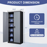 LISSIMO Metal Garage Storage Cabinet,71" H Tall Tool Cabinet with 2 Doors and 5 Adjustbale Shelves,Lockable Tool Cabinet for Garage,Basement,Home Office LISSIMO