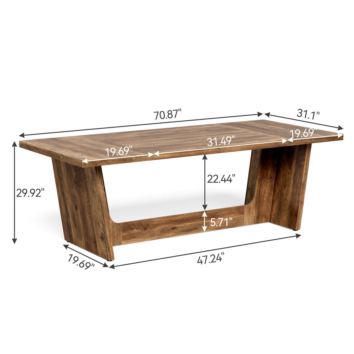 1Easylife 70.87 Inches Long Executive Desk, Brown Wooden Computer Desk, Industrial Simple Study Writing Table, Large Workstation Business Furniture for Home Office 1Easylife