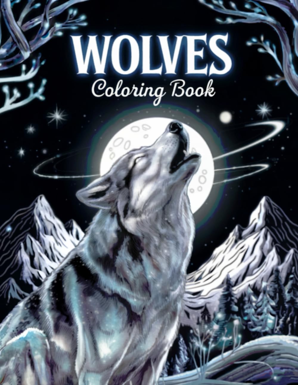 Wolves Coloring Book: Beautiful Wolf Designs for Relaxation, Stress Relief, and Creative Coloring for Adults and Teens Majosta