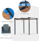 Domi Outdoor Living 10’ X 10’ Outdoor Retractable Pergola with Weather-Resistant Canopy Aluminum Garden Pergola Patio Grill Gazebo for Courtyard domi outdoor living