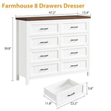 Jocoevol Elegant Farmhouse 8 Drawer Dresser for Bedroom - Large Wooden Double Dressers with Deep Drawers Dressers for Hallway, or Entryway - White & Brown Jocoevol