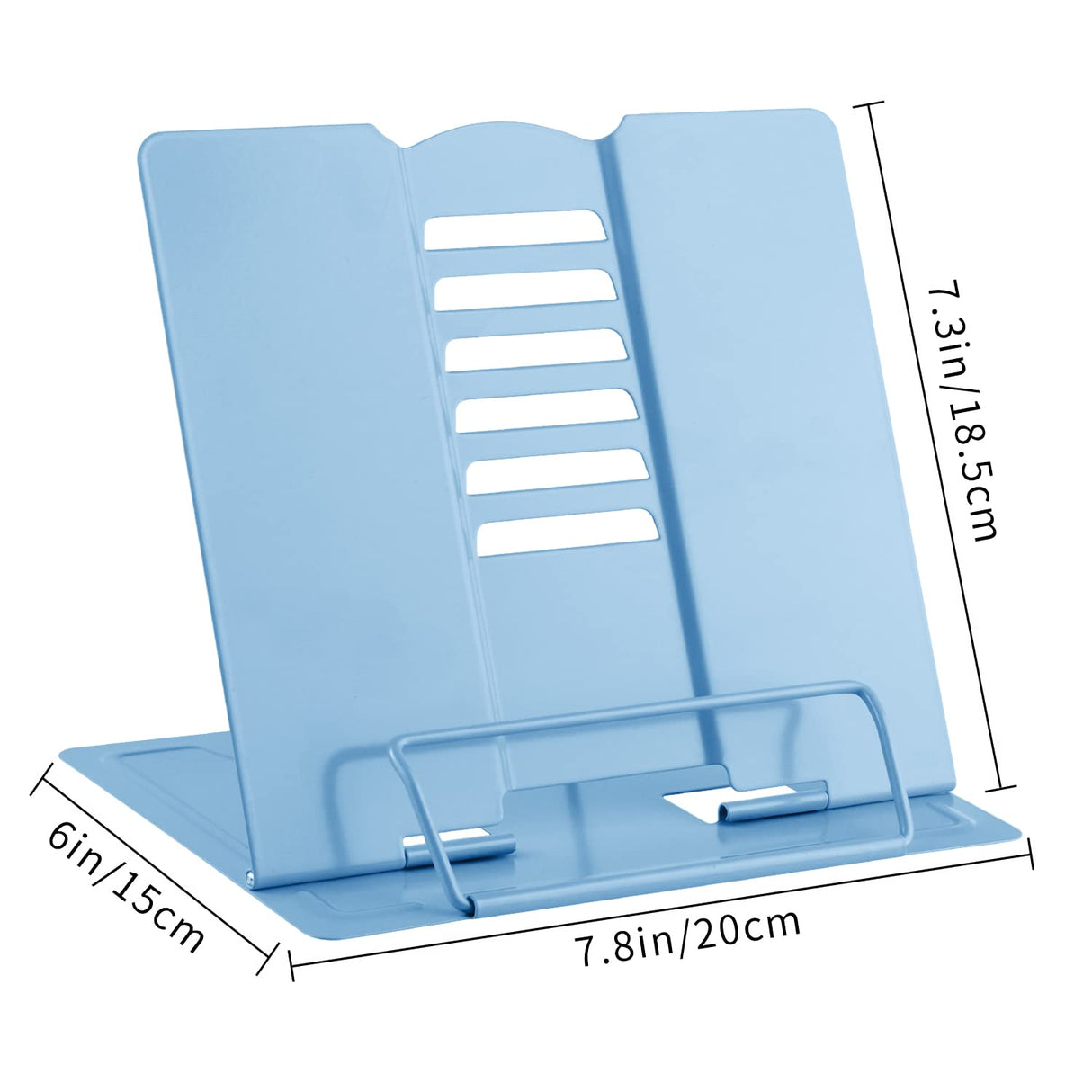 MSDADA Desk Book Stand Metal Reading Rest Book Holder Adjustable Cookbook Documents Holder Bookstands for Recipes Textbook Music Books Christmas Gift for Age 3,4,5,6,7,8,9,10+ Boys Girls (Light Blue) MSDADA