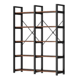 oneinmil Bookshelf 5 Tier, 58.7'' Industrial Book Shelf, Wooden Bookshelves with 10 Open Display Shelves, Vintage Storage Rack, Standing Wide Bookcase for Home and Office, Rustic Brown oneinmil