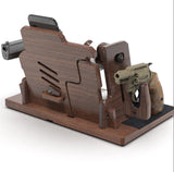 BarvA 2 Adaptive Wood Gun Racks Phone Docking Charging Station Gifts for Men Dad Birthday Ideas Nightstand Organizer Charging Dock Watch Charging Stand Wallet Key Gadget Device Bedroom Bedside Holder BarvA