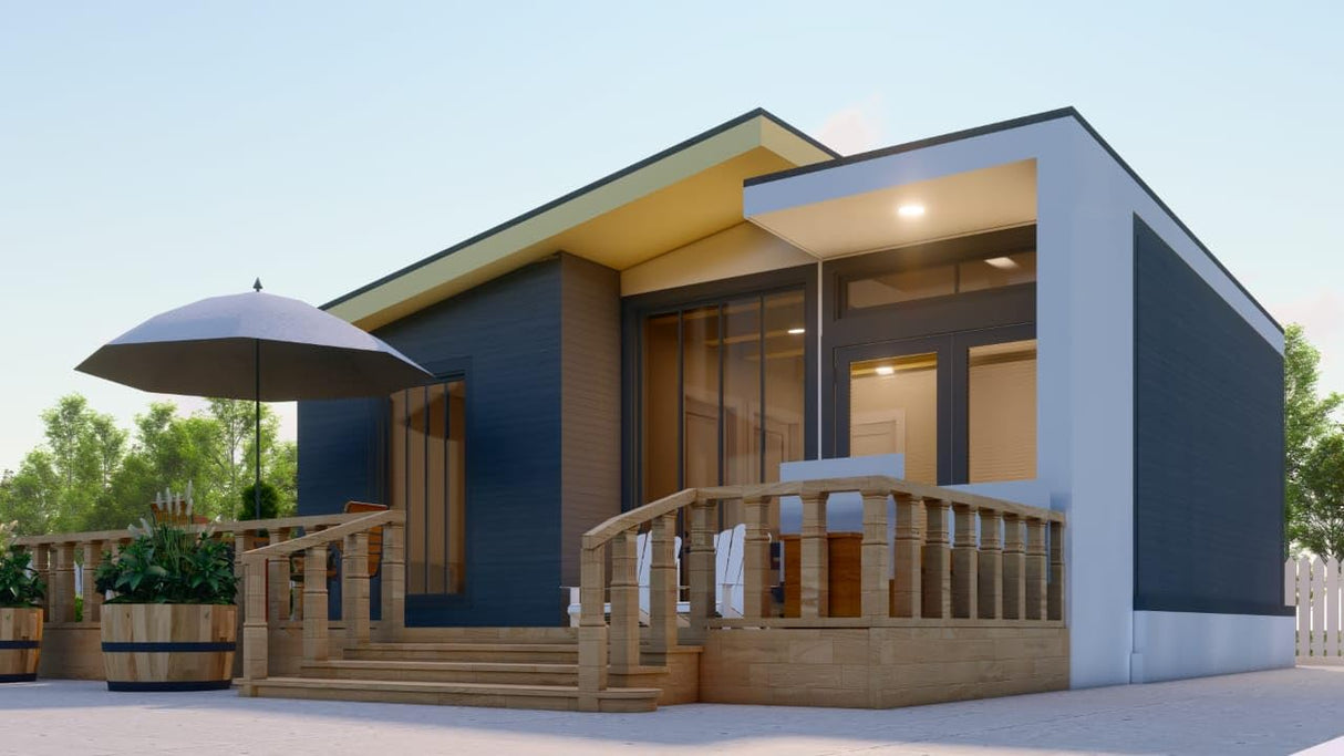 6x5m Tiny Home Plans - 2 Bedrooms, Washroom, Living Room, Mini Kitchen, and Porch Design Generic