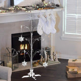 HOHIYA 47 Inch Ornament Display Tree Metal Christmas Stand Rotating Chrome Silver 60 Hooks Hanger Wire Hanging for Swarovski 2024 Crystal Glass Decorations Gift Taiwan Made HOHIYA