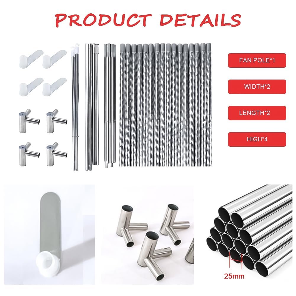 JNTKE Canopy Bed Frame, 4 Corners Stainless Steel Bed Mosquito Net Frame Bracket, King Metal Four Corner Bed Mosquito Netting Bracket for Bedroom Decoration, 78"x 78"x 78" JNTKE