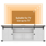 GarveeHome 70 in Farmhouse TV Stand for 75 in TVs, Modern Entertainment Center with Sliding Barn Doors, Modern Media TV Console Table, Wood Long TV Stand for Living Room GarveeHome
