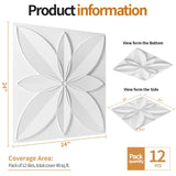 WOWSTAR 12-Pack 24"x24" Drop Ceiling Tiles, Waterproof Glue up White Ceiling Panels, 3D Wall Panels, PVC Wall Tiles, Ceiling Decor WOWSTAR