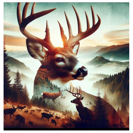 Sanjee Deer Diamond Art Kits for Adults, Landscapes Diamond Painting Kits for Beginner, 5D DIY Round Full Drill Gem Art Crafts for Home Wall Decor Gift, 12x12inch Sanjee