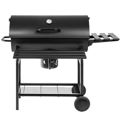 Flamaker Charcoal Grill Barrel style BBQ Charcoal Grills with Three Item Racks Thermometer Double-Layer Chrome-Plated Iron Baking Pan Ash Catcher for Camping Outdoor BBQ